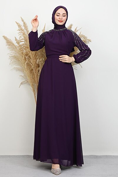GİYZAMİLA Semra Tesettür Dress Purple