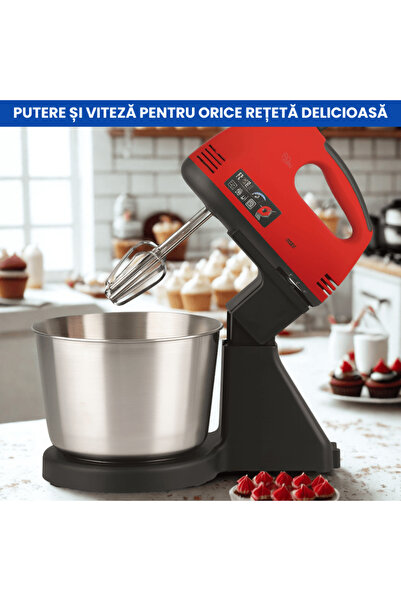 OferteTop Mixer with Stainless Steel Bowl, 7 Speeds and Accessories for Dough and Cakes (270W)