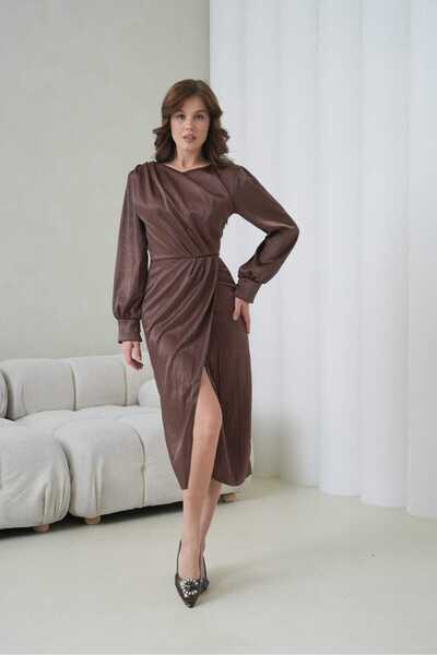 CİXAPLE Σατέν φόρεμα με διπλό στήθος