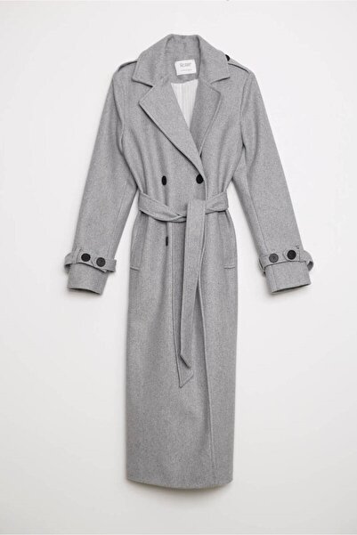 Robin Apolet Detaylı Vatkalı Kruvaze Uzun Kaban