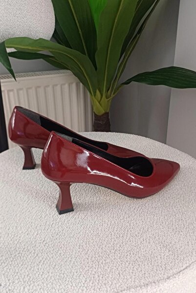 asmi shoes Women's Sity Burgundy Patent Leather 6 cm Thin Heeled Stiletto