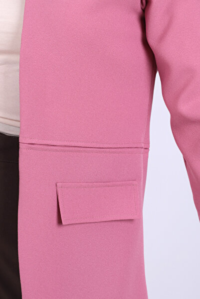 armonika Women's Dusty Rose Stitched Waist Long Coat Arm-26K001017