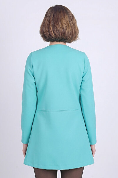 armonika Women's Turquoise Waist Stitched Long Jacket Arm-26K001017