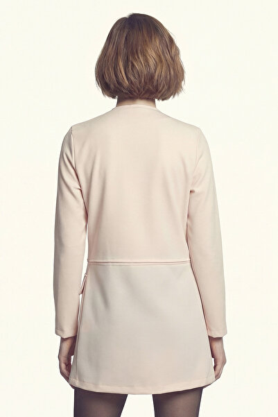 armonika Women's Light Beige Waist Stitched Long Jacket Arm-26K001017