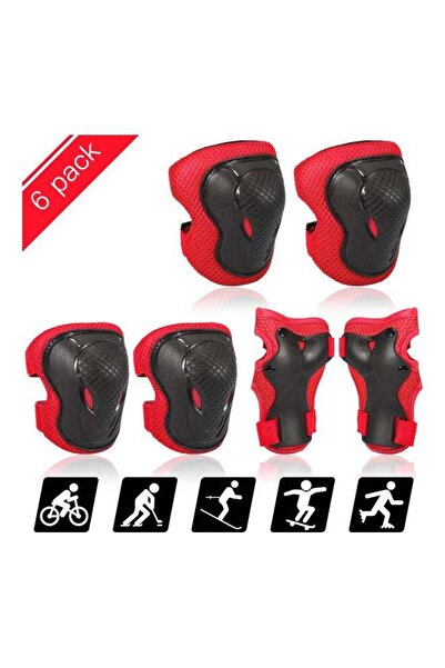 Generic مجموعة من 6 قطع من واقيات الركبة للأطفال، واقيات الركبة والمرفق والمع...