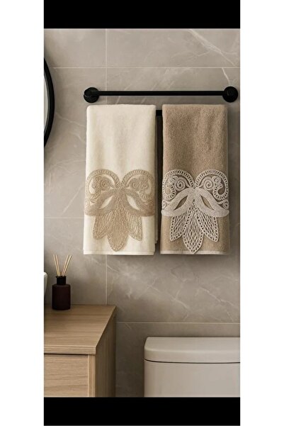Modares Store Emrem 2-Piece Hand Towel Set Cream Capp Daily Dowry Velvet 50X90