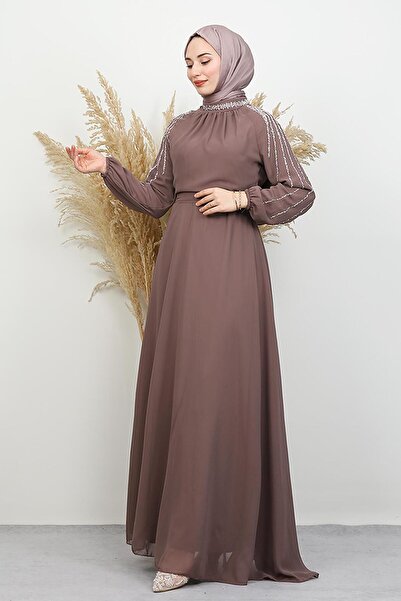 GİYZAMİLA Semra Tesettür Dress Dusty Rose