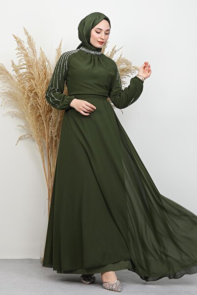 GİYZAMİLA Semra Tesettür Dress Khaki