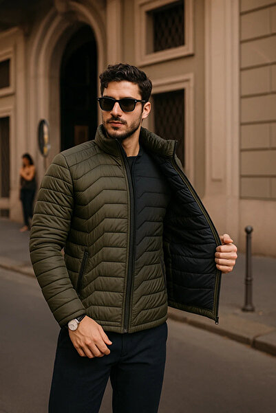 comstar Ανδρικό πουπουλένιο παλτό Casual Comfort Khaki