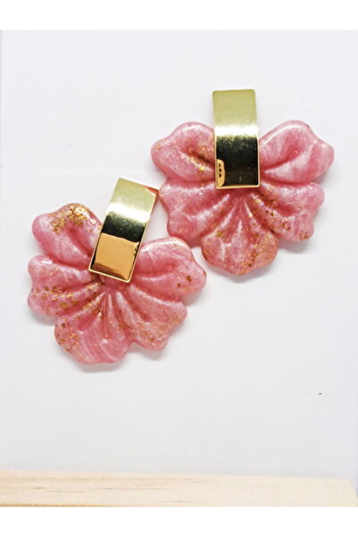 Ileanabiju Cercei lungi iridescenți din fimo roz