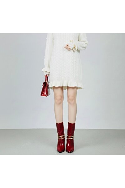 Felisya Butik Crocodile Patterned Boots with Chain Detail - Felisyabutik