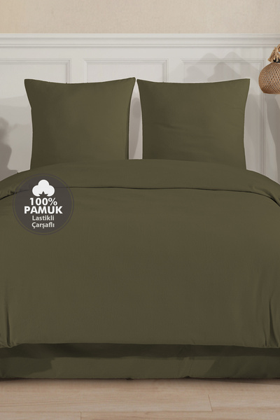 Cote Blanc Plain 100% Cotton Flannel Oversized Duvet Cover Set with Elastic Sheets