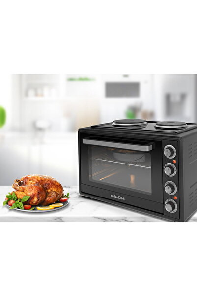 NobeLTek Electric oven NobeLTek, 60L, 2000W, electric hobs 1500w + 1000w, grill, timer, thermostat, glass
