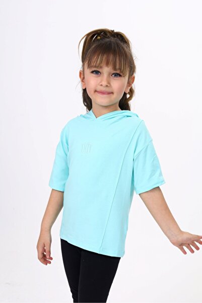Toontoy Tricou cu mânecă scurtă și glugă, imprimat, pentru fete