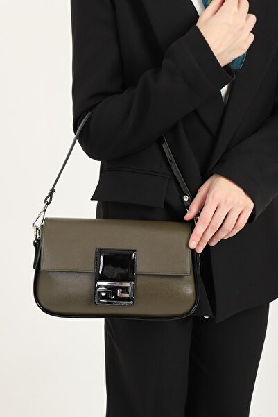 Silver Polo Silver & Polo Khaki - Black Sp1179 Women's Shoulder Bag