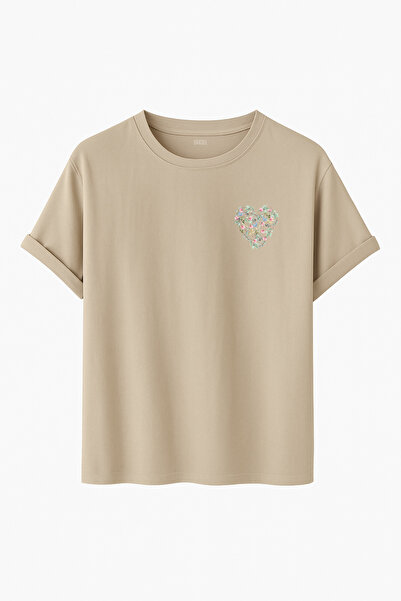 DK DAKSEL Μινιμαλιστικό λουλουδάτο μπλουζάκι με με τύπωμα λεπτομέρειες στο στ...