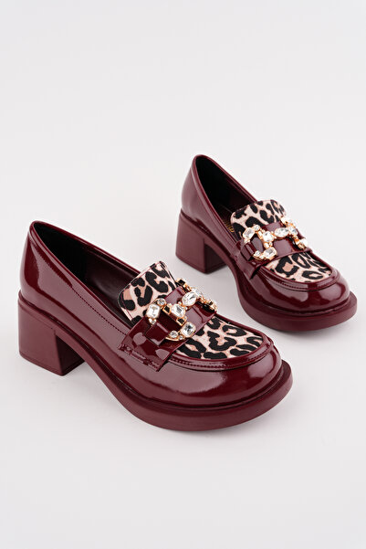 Madam Tarz Smr-14997 Thick Heel Leopard Pattern Loafer