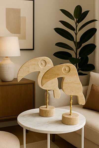 Modestmar Doğal traverten Tukan 2'li dekoratif set