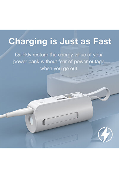 EYD 5000mah Power Bank 12W 2-In-1 Interface (tpye-c&Lightning) with LED Bright Flashlight Hands Free