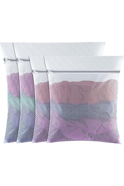 QuTek Set 4 Saci de Spalat Rufe, Reutilizabili, 60x50cm/50x40cm, cu Fermoar, ...