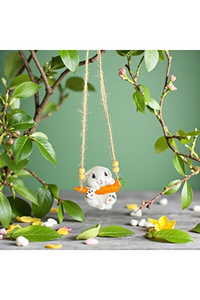 biblo home Dekoratif Sallanan Tavşan Bahçe Balkon Süsü