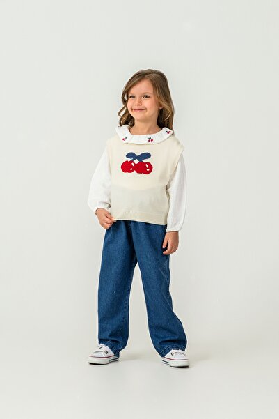 Harika KIDS Girl's Knitwear Sweater-Shirt-Denim Pants 3-Piece Set