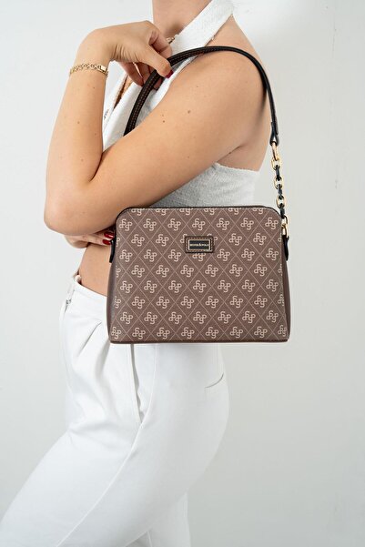 Silver Polo Γυναικεία τσάντα ώμου καφέ χρώματος SP937