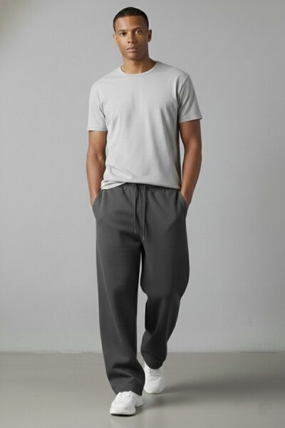 Wkm Denim Ανδρική φόρμα με φαρδιά εφαρμογή με oversized κλωστές, φαρδιά φόρμα...