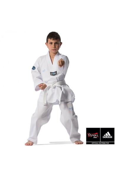 Olympus Dobok Taekwondo CLUB RIBBED guler alb