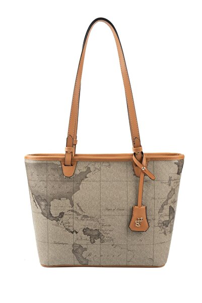 Silver Polo Silver & Polo Sp1204 Women's Shoulder Bag Map Khaki-A.Taba