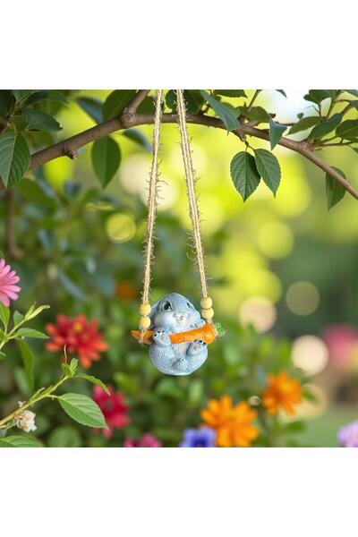biblo home Dekoratif Sallanan Tavşan Bahçe Balkon Süsü