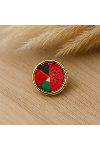 HER ŞEY NOTA www.herseynota.com Filistin Bayraklı Karpuz Desenli Broş – Metal Renkli Unisex Şık Aksesuar