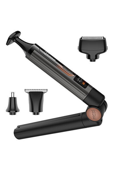 Hatteker 4 in 1 Men Personal Groomer Long Detachable Handle Grooming Kit Body Hair Trimmer and Shaver for Men