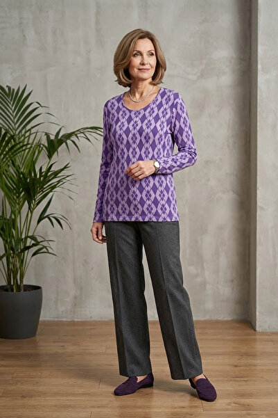 YXL COLLECTION Bluză pentru femei de mărime mare, din lycra, cu decolteu, cu ...