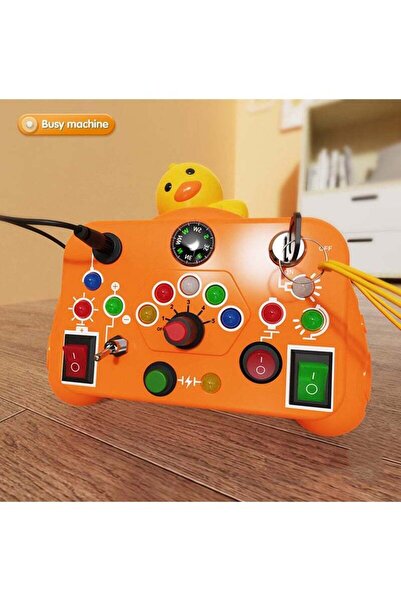 Arabest Busy Board with LED Light, Switches Busy Board, Airplane Travel Toys for Toddlers 1-3 (Orange)