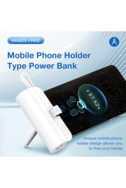 EYD 5000mah Power Bank 12W 2-In-1 Interface (tpye-c&Lightning) with LED Bright Flashlight Hands Free