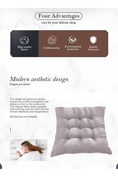 Generic Seat Cushion with Ties 40*40cm Chair Pad Square Chair Seat Pad Solid Thicken Tufted Cushion Pad