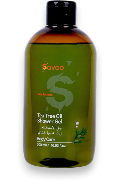 SAVOO جل الاستحمام بزيت شجرة الشاي 500 مل - غسول طبيعي للجسم لتهدئة البشرة