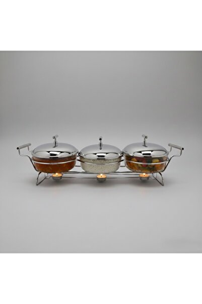 SQUALO Food warmer - Set of 3 glass trays with lids made of premium stainless steel