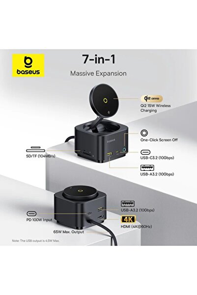 Baseus 15W Fast Magnetic Wireless Charger with PD HUB