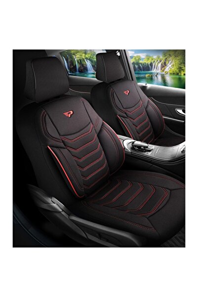Panda Manavgat Car Seat Cover Set, black-red, 11 pieces, with zippers for folding bench