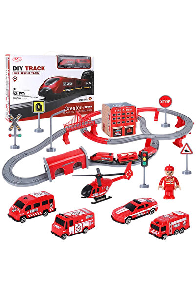 RCO Circuit tren electric rapid, Fire Police si accesorii, 92 piese, DIY, TR1...