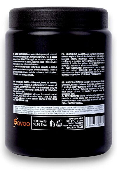SAVOO Nourishing Protein Hair Mask 1000ml – Keratin, Coconut Oil & Pearl Powder