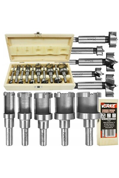 VERKE Set 10 freze profesionale pentru lemn, 15-35 mm, prindere 8 mm,