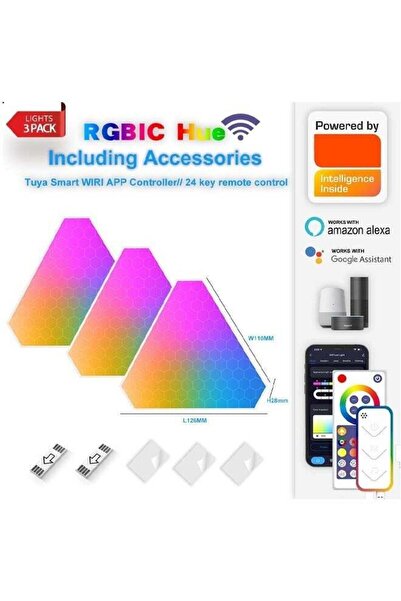 Arabest Intelligent tri color LED wall lighting,suitable for gaming rooms, party decoration(3 pieces)