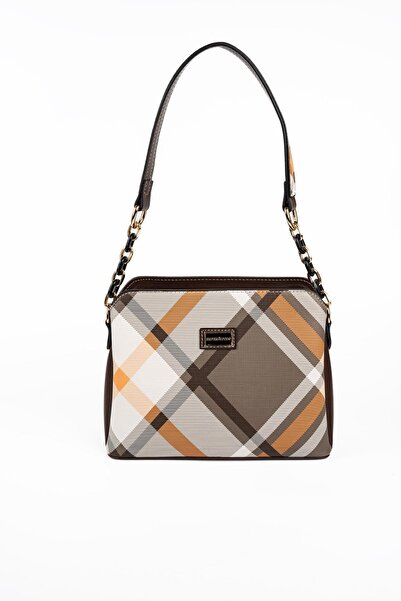 Silver Polo Silver & Polo Sp937 Women's Shoulder Bag Plaid Khaki-Brown