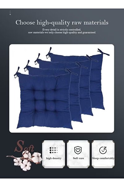 Generic Seat Cushion with Ties 40*40cm Chair Pad Square Chair Seat Pad Solid Thicken Tufted Cushion Pad