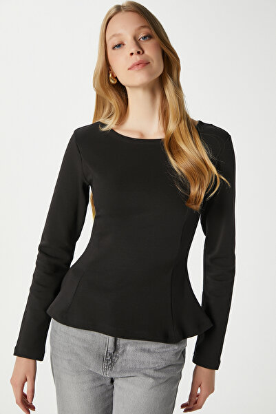 Ritnice Women's Runa Premium Black Peplum Blouse