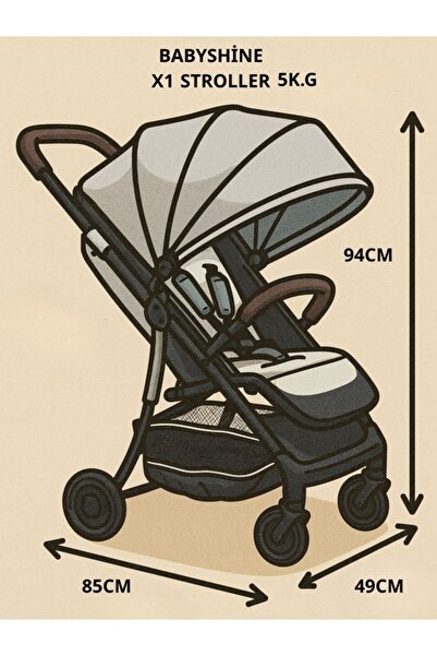 Baby shine X1 travel stroller, lightweight at only 5 kg, with a carrying case, suitable for children from 0 to 4 years old.
