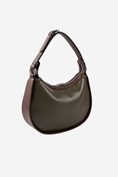 Silver Polo Silver & Polo Sp1263 Women's Shoulder Bag with Logo Olive-Brown